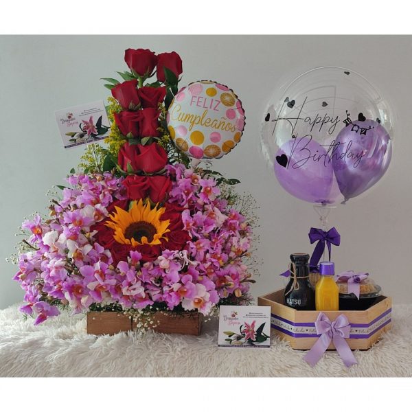 Arreglo floral -Desayuno sorpresa encali