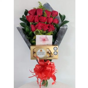 Bouquet de rosas, chocolates ferreros- floristeria cali
