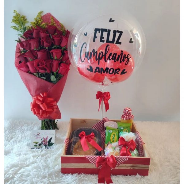Desayuno sorpresas, bouquet de rosas con 24 unidades - Desayunos Cali