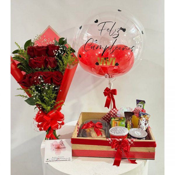 Desayuno sorpresas y bouquet de rosas 12 unidades - Desayunos Cali
