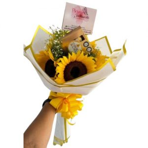 Arreglo de girasoles, chocolates- Floristerías en Cali (1)